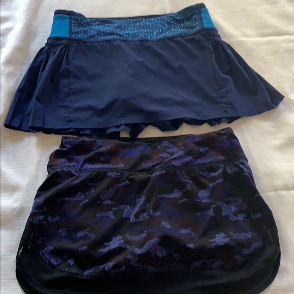 Two Lululemon navy tennis skirts